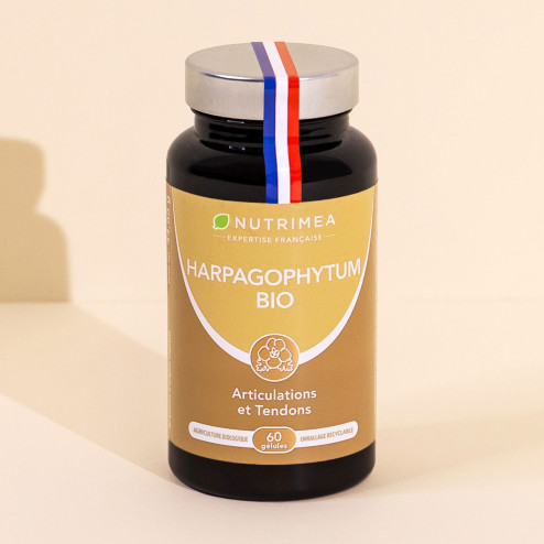 Fond beige du pilulier de Harpagophytum Bio