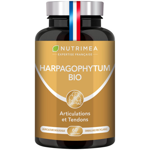 Fond blanc du pilulier de Harpagophytum Bio