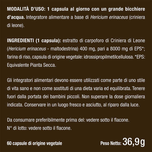 Ingredienti del fungo nootropico Hericium erinaceus per il benessere mentale