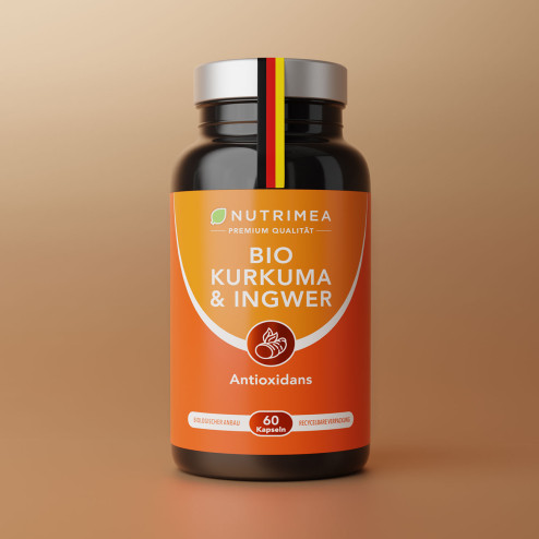 Packshot 2 des Nahrungsergänzungsmittels Bio-Kurkuma-Ingwer von Nutrimea