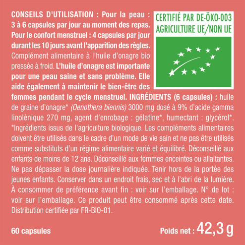 Bienfaits et contre indications pour Huile d'onagre Bio