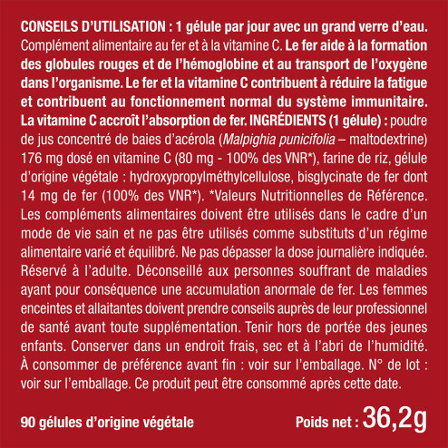 Bienfaits et contre indications pour Bisglycinate de Fer