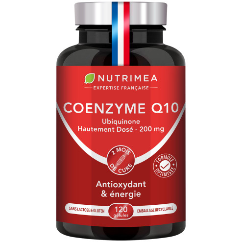 Fond blanc du pilulier de Coenzyme Q10