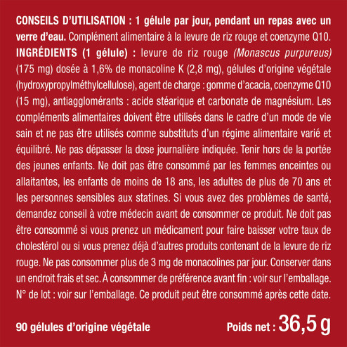 Bienfaits et contre indications pour Levure de Riz Rouge