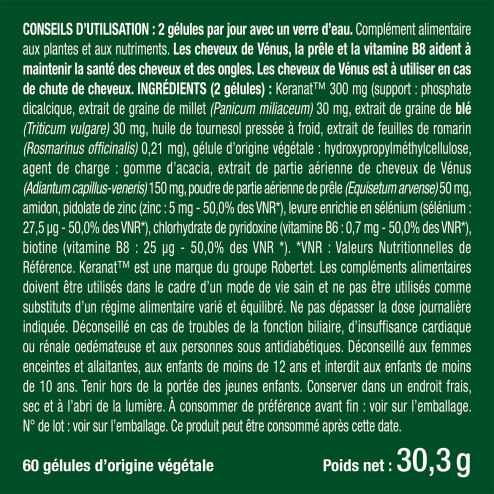 Etiquette du produit anti chute de cheveux