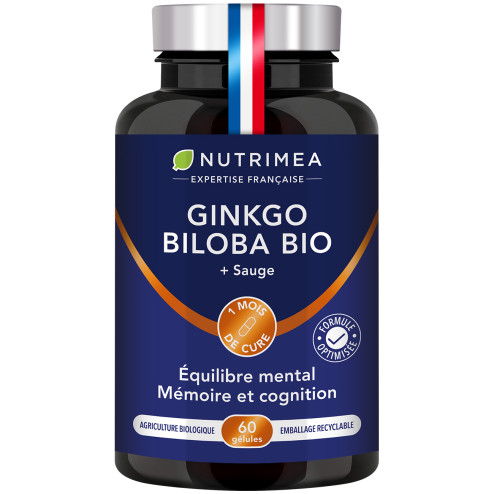 Fond blanc du pilulier de Ginkgo Biloba Bio