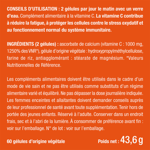 Bienfaits et contre indications pour Vitamine C 1000 mg