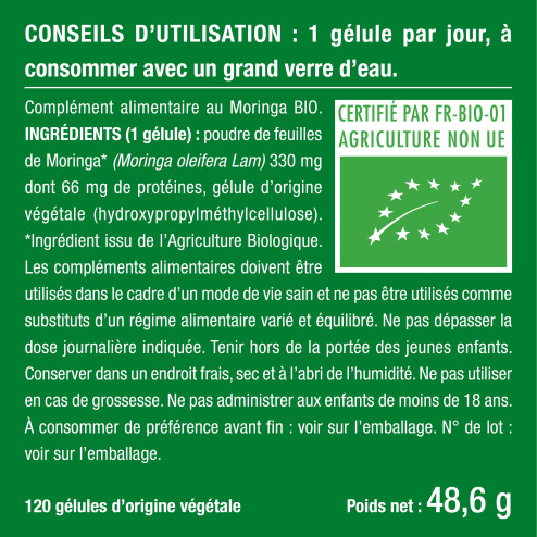 Bienfaits et contre indications pour Moringa Oleifera Bio