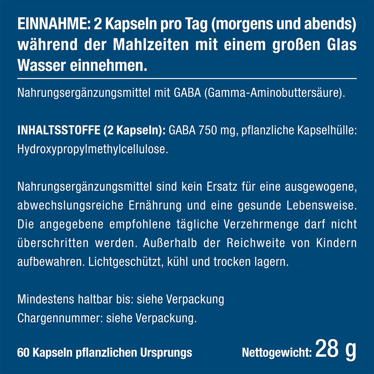 Foto des Nahrungsergänzungsmittels GABA Foto des Nahrungsergänzungsmittels GABA