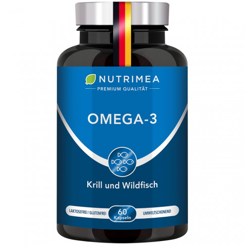 Weißer Hintergrund der Pillenbox von Omega 3 + Krill