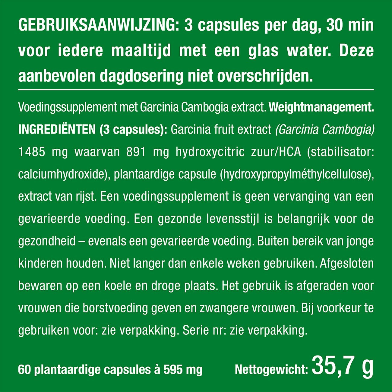 Foto van de verpakking van het supplement Garcinia Cambogia Foto van de verpakking van het supplement Garcinia Cambogia