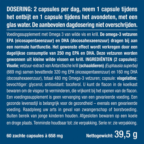 Witte achtergrond van het pillendoosje Omega3 + Krill