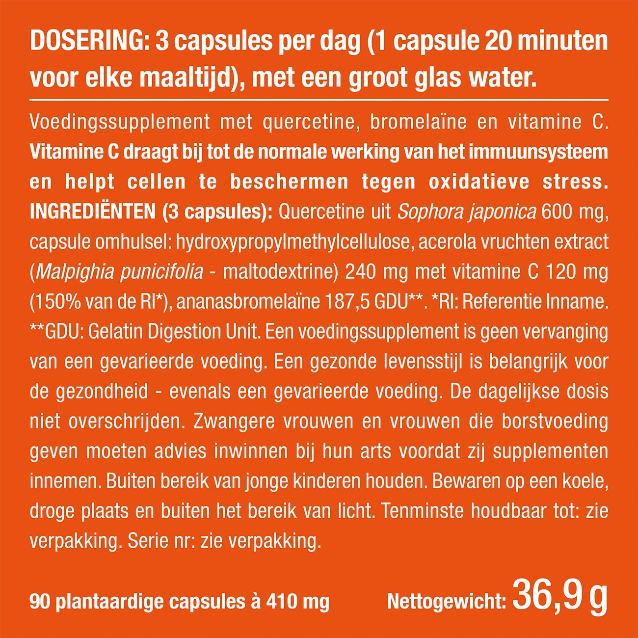 Foto van de verpakking van het supplement Quercetine Foto van de verpakking van het supplement Quercetine