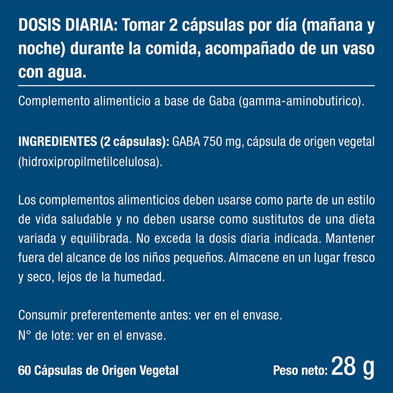 Imagen del envase del suplemento Gaba Imagen del envase del suplemento Gaba