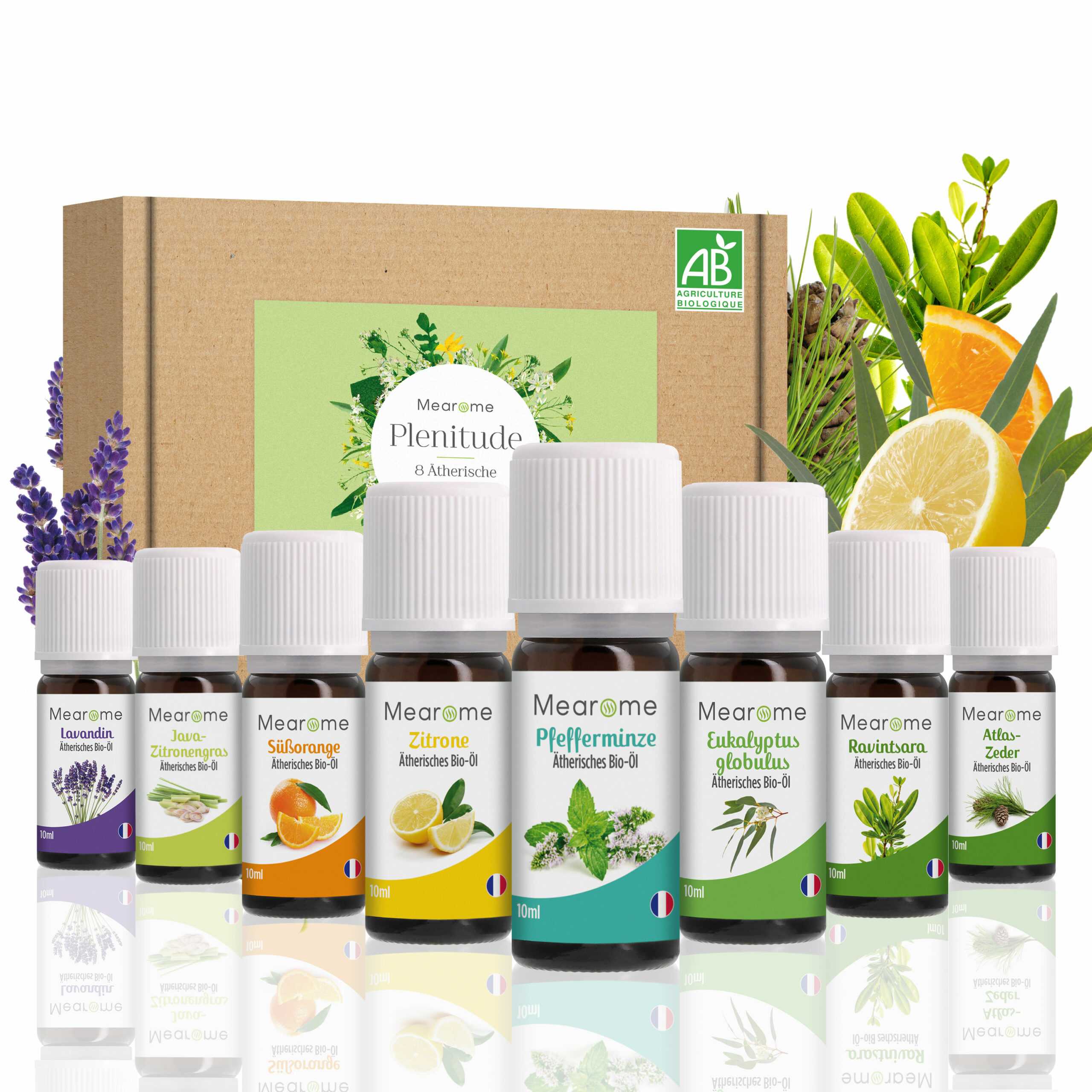 Aromatherapie-Set - 8 Ätherische Öle 100% BIO