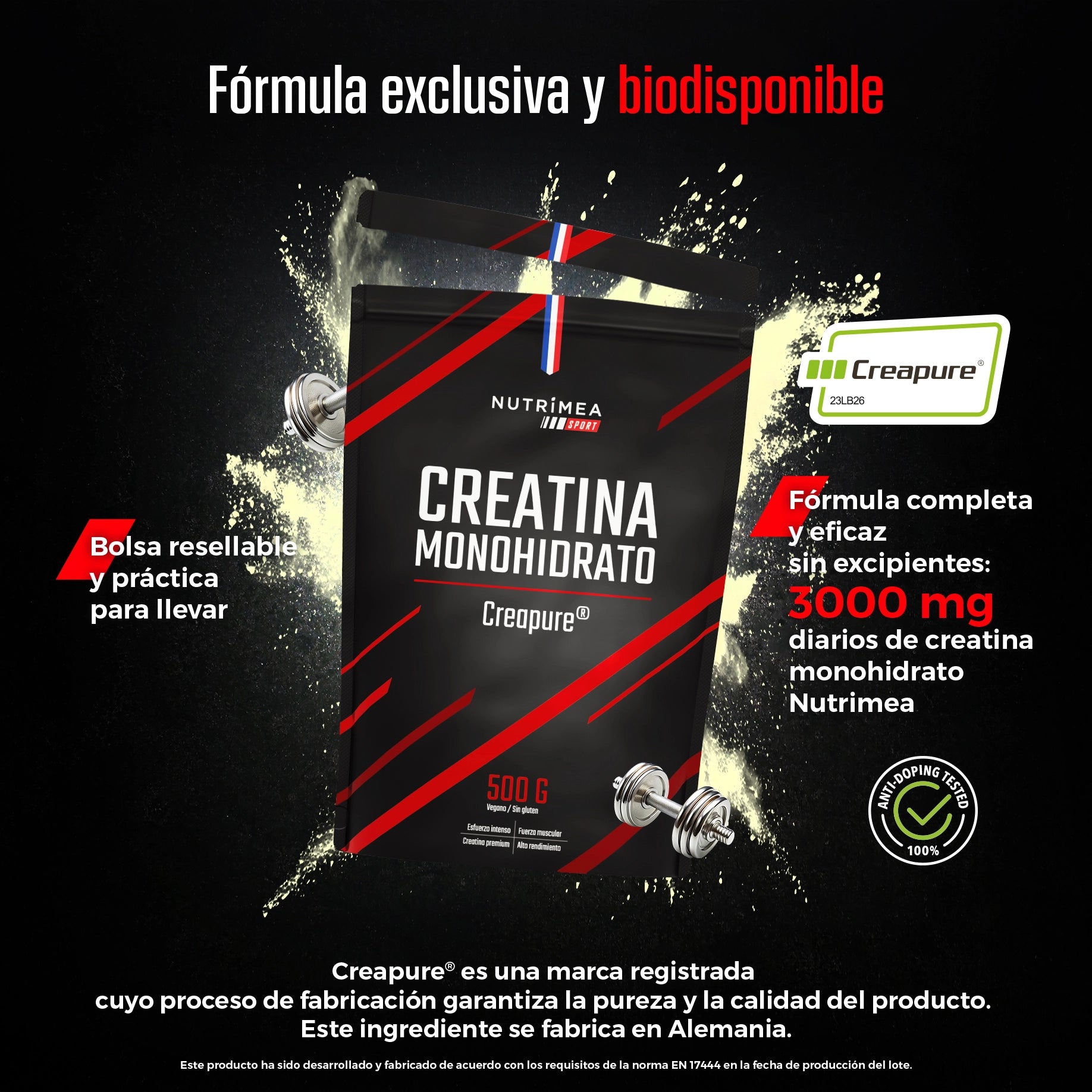 Creatina Monohidrato Creapure® en polvo