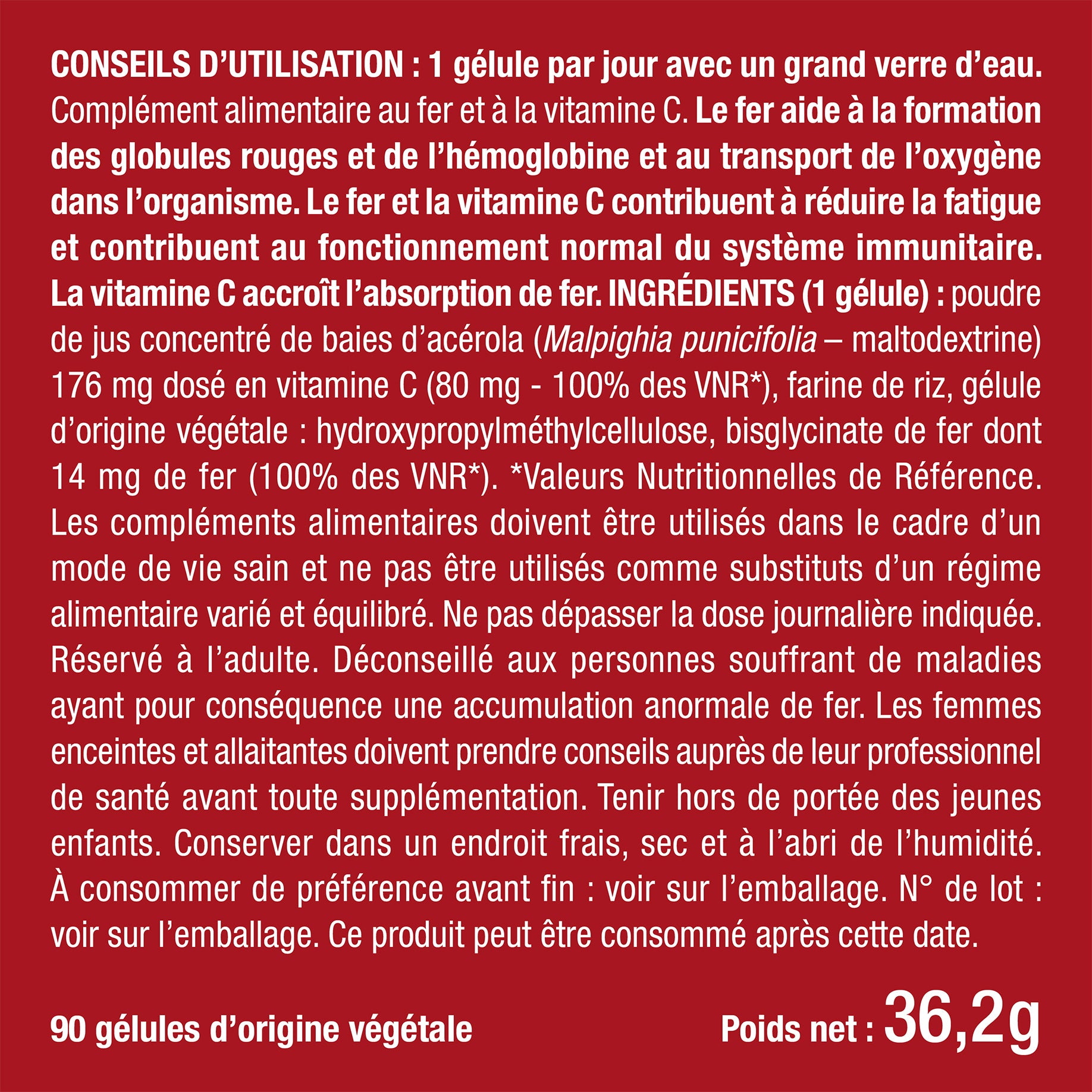 Bienfaits et contre indications pour Bisglycinate de Fer