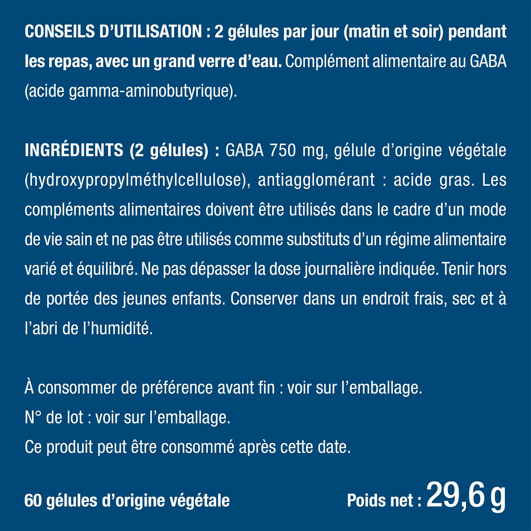 Bienfaits et contre indications pour Gaba