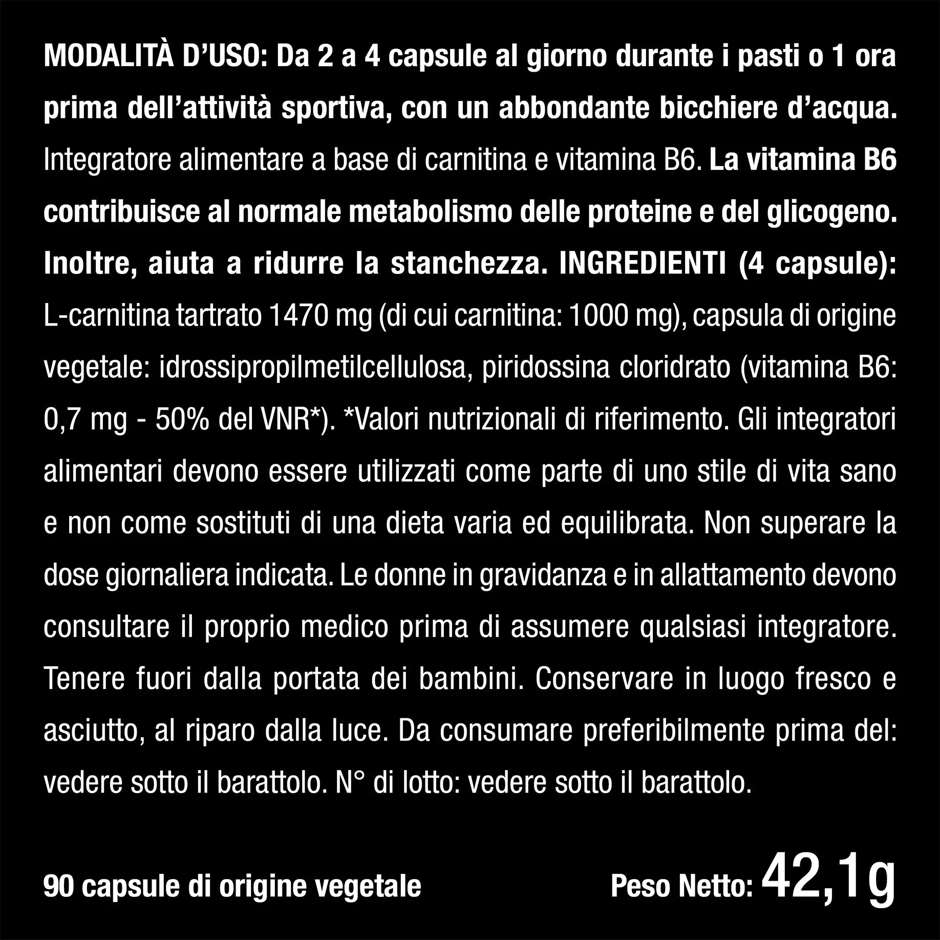 benefici l carnitina L-Carnitina Tartrato