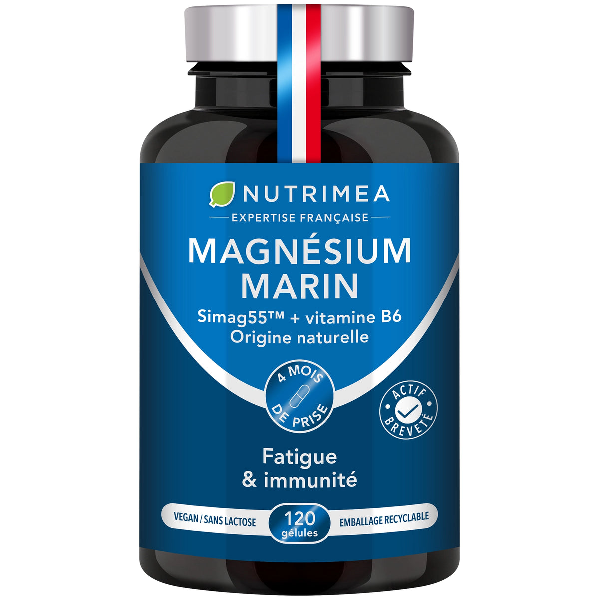 Fond blanc du pilulier de Magnésium Marin