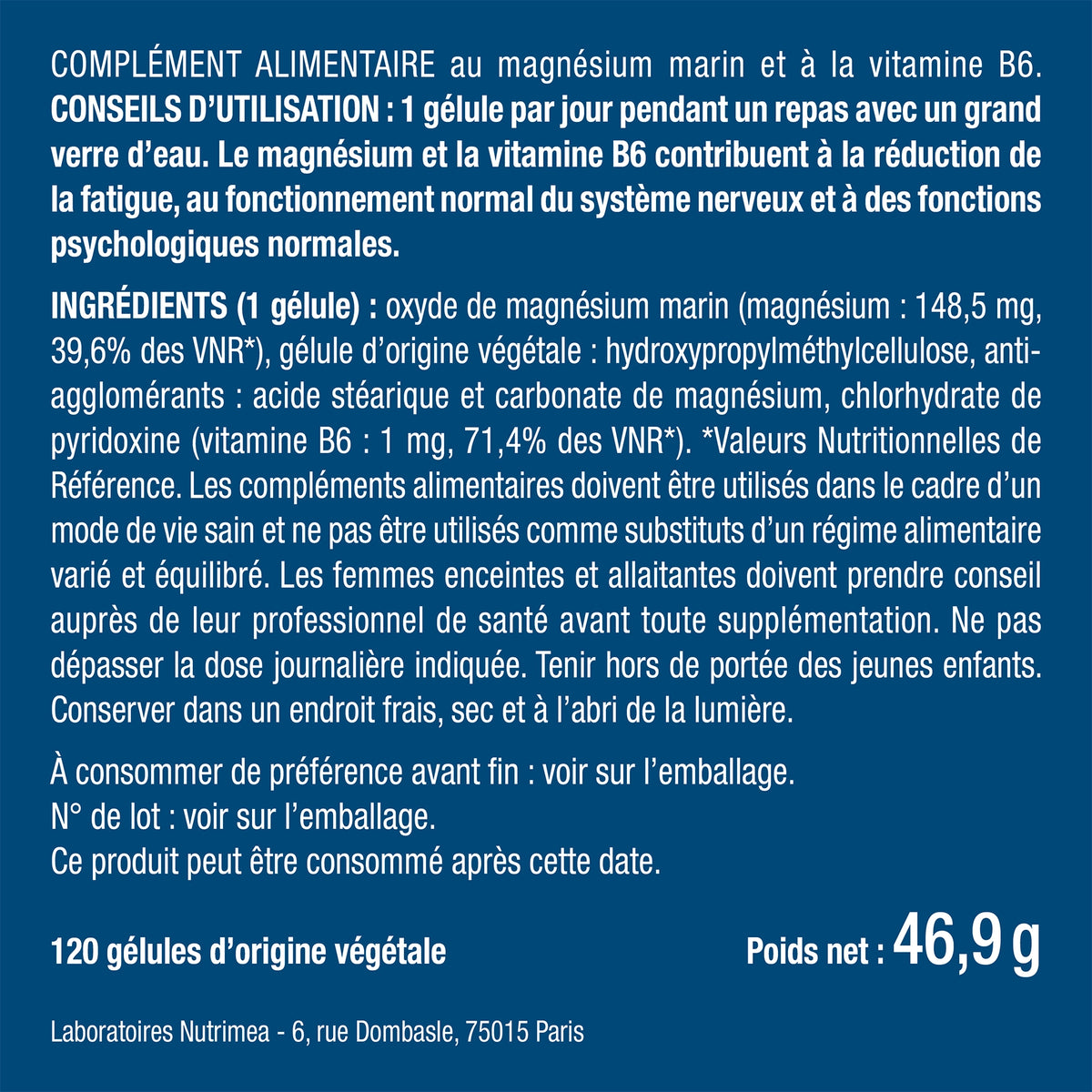 Bienfaits et contre indications pour Magnésium Marin