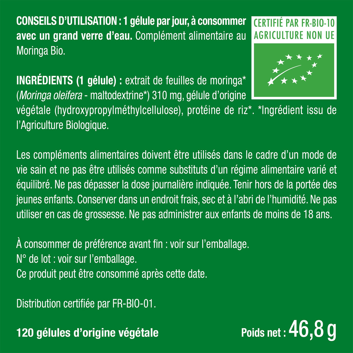 Bienfaits et contre indications pour Moringa Oleifera Bio