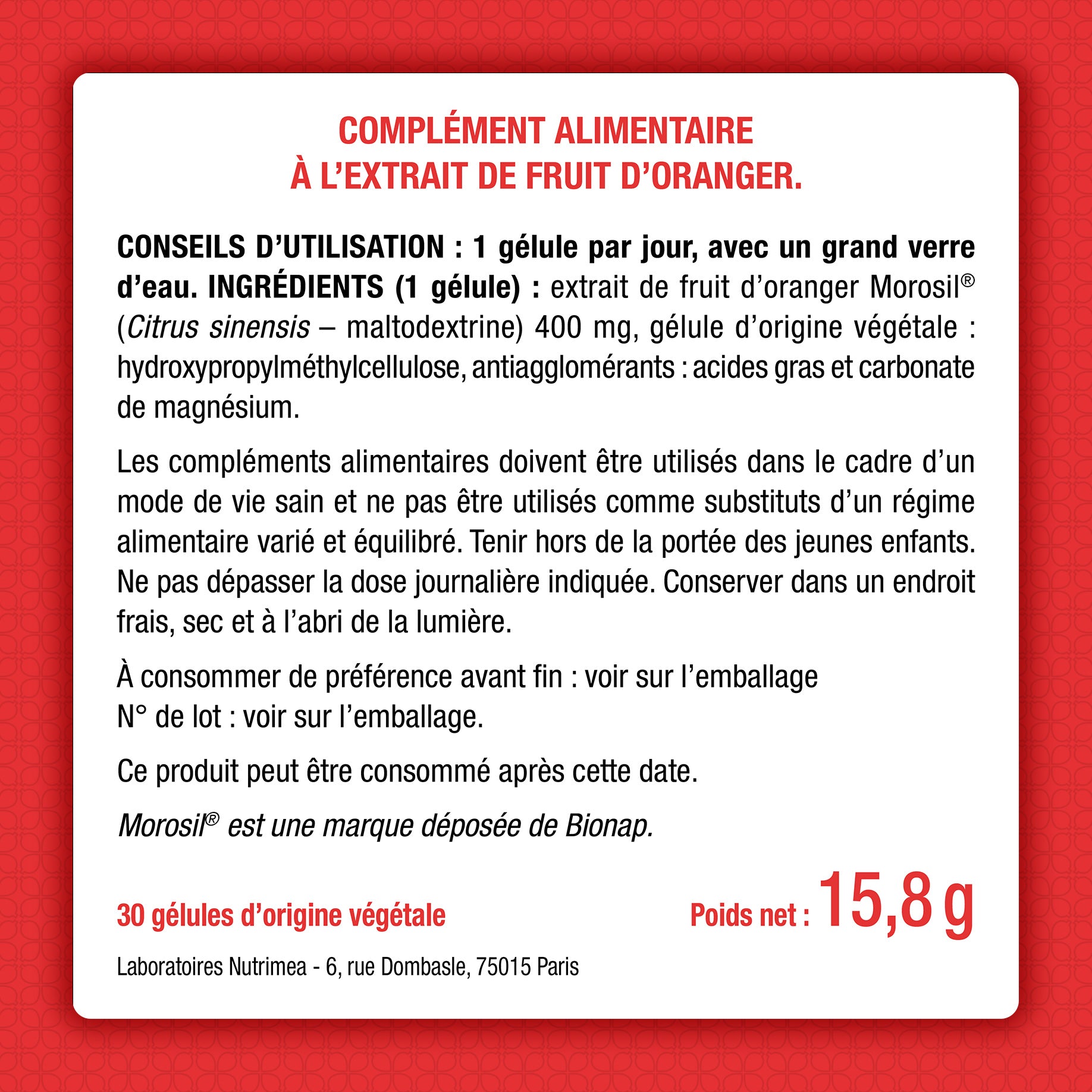 Conseil d'utilisation du Morosil