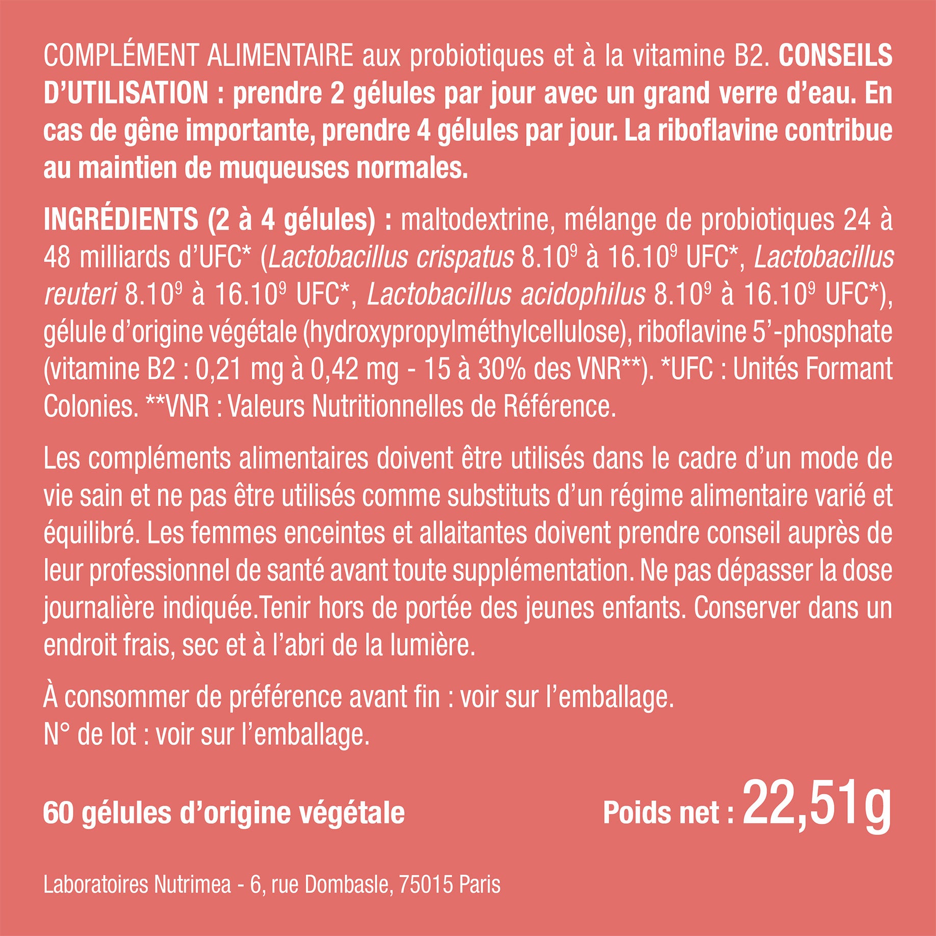 Bienfaits et contre indications pour probiotiques Flore intime
