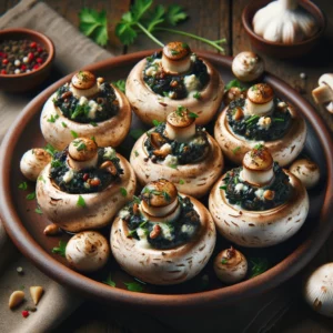 Illustration champignons Farcis à l’Ail Noir