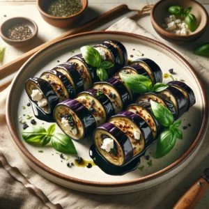 Illustration roulés d’Aubergine à l’Ail Noir