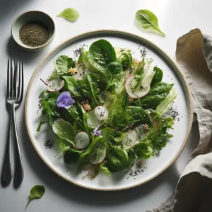 Illustration salade Verte à la Vinaigrette d’Ail Noir