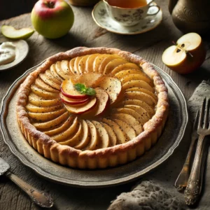 Illustration tarte aux Pommes et Ail Noir