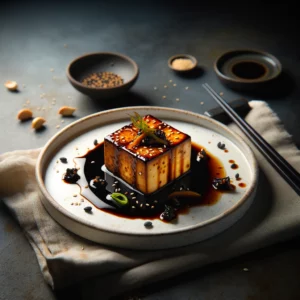 Illustration tofu Caramélisé à l’Ail Noir
