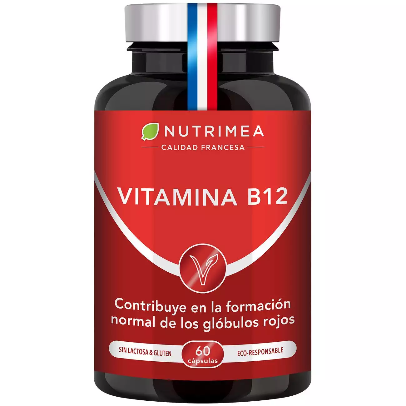 Fondo blanco del bote Vitamina B12