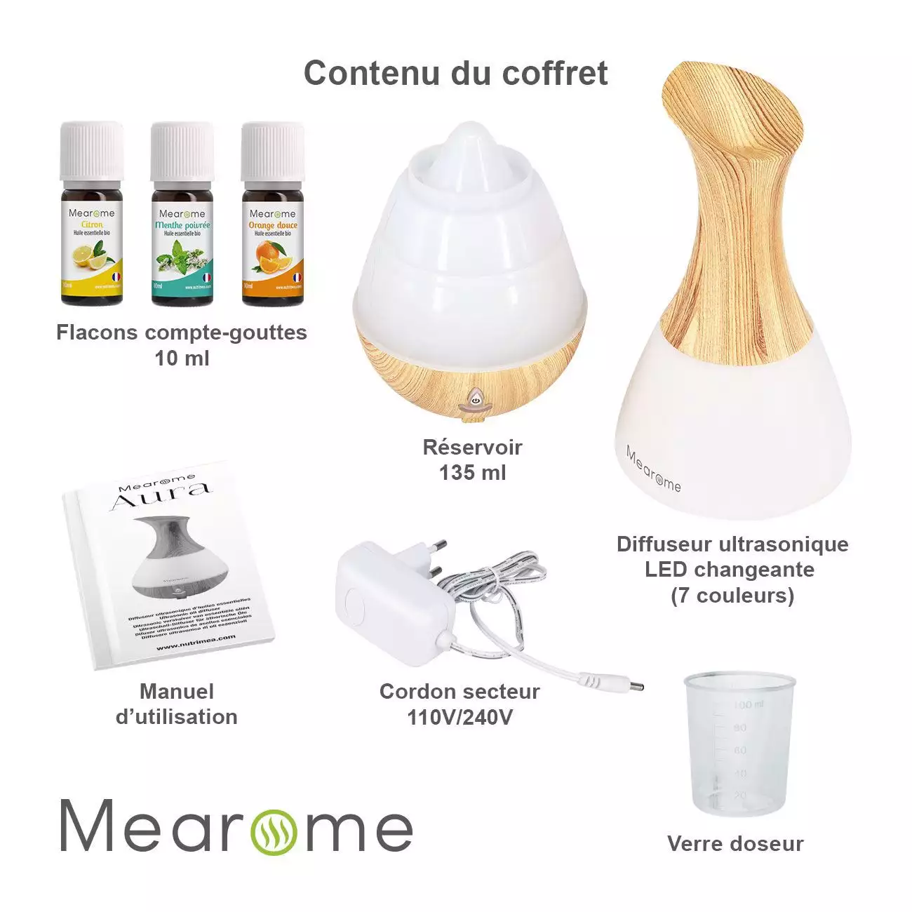 Photo de l'huile essentielle Aromathérapie - Coffret Aura Initiation Mearome - 3 Huiles Essentielles BIO AB