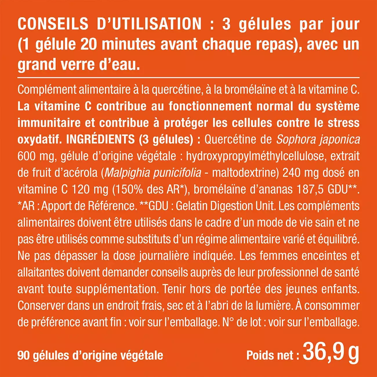 Bienfaits et contre indications pour Quercétine - Bromélaïne et Vitamine C