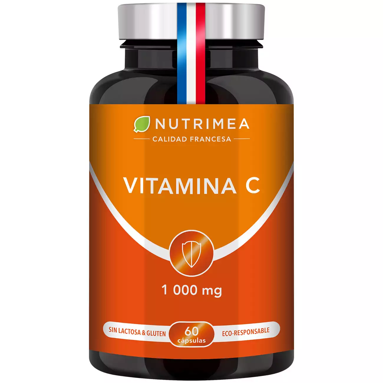 Fondo blanco del bote Vitamina C 1000mg