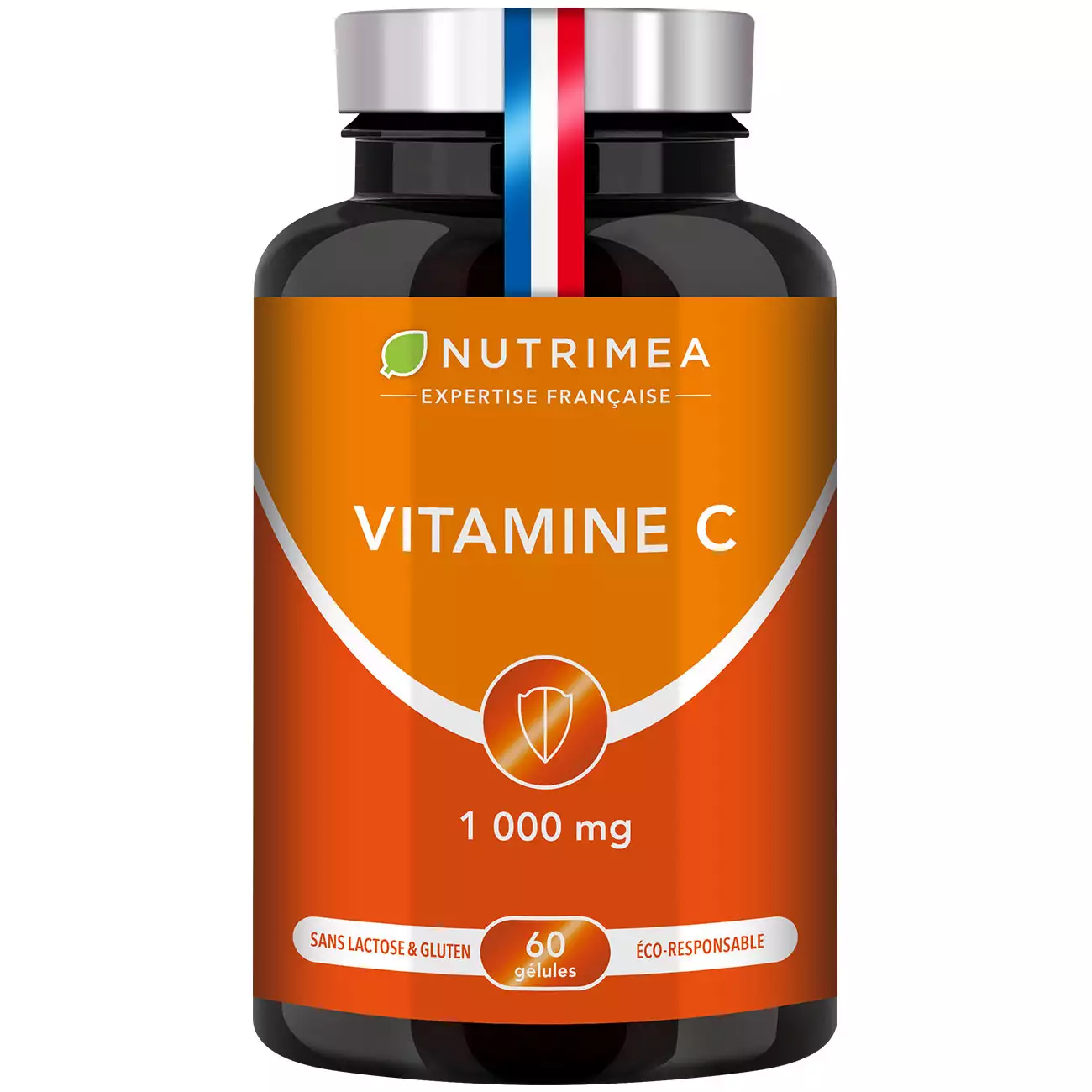 Fond blanc du pilulier de Vitamine C 1000 mg