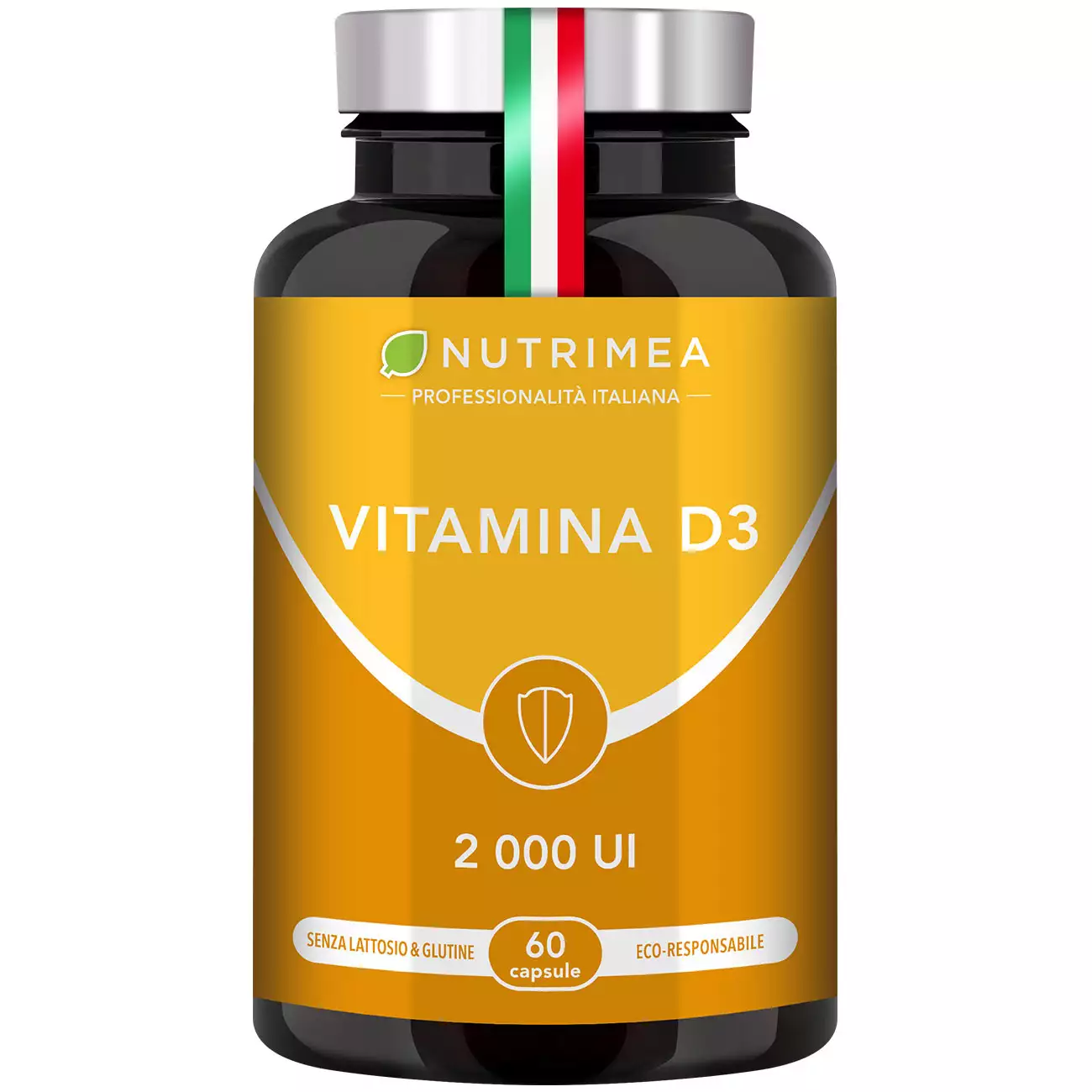 Sfondo bianco del portapillole Vitamina D3 - 2000 UI