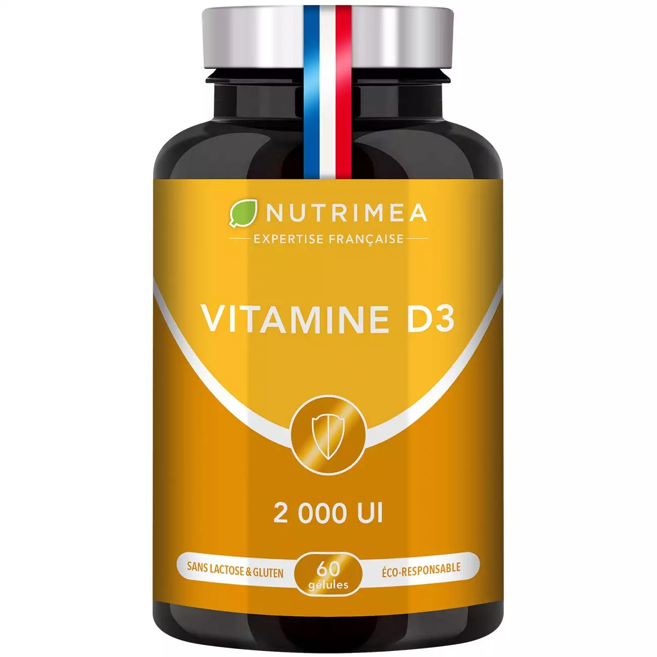 Fond blanc du pilulier de Vitamine D3 gélules