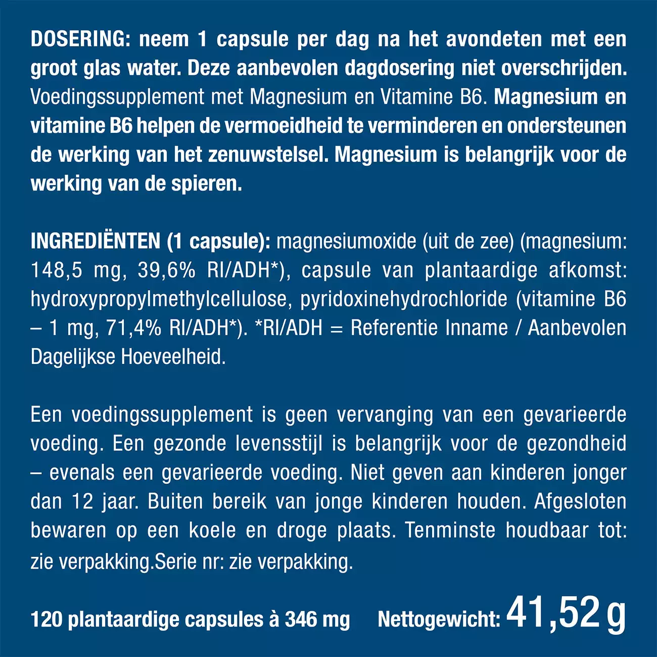 Witte achtergrond van het pillendoosje Zeemagnesium