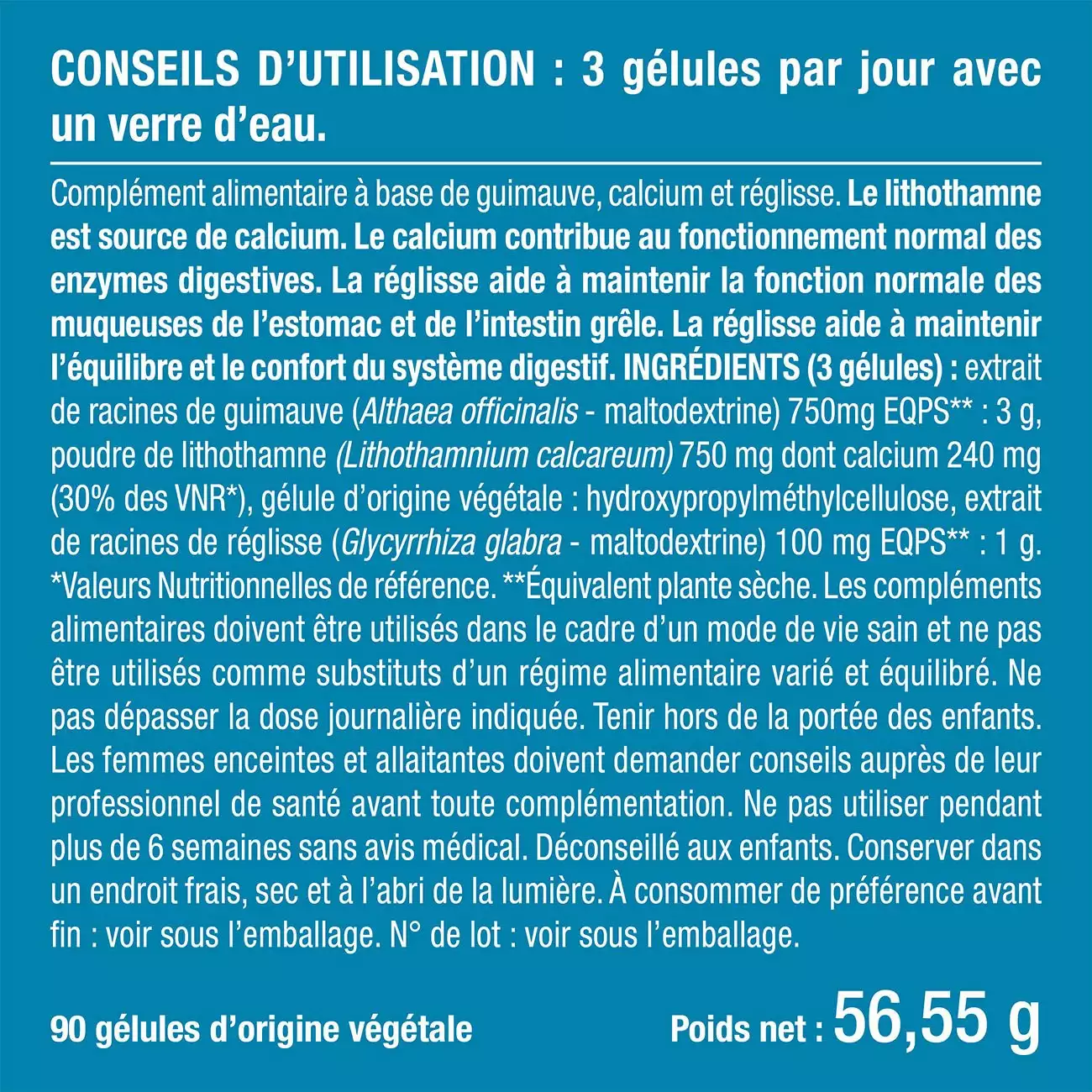 Bienfaits et contre indications pour Objectif Confort Gastrique | Lithothamne et Réglisse