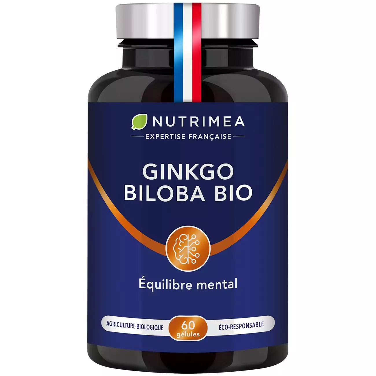 Fond blanc du pilulier de Ginkgo Biloba Bio