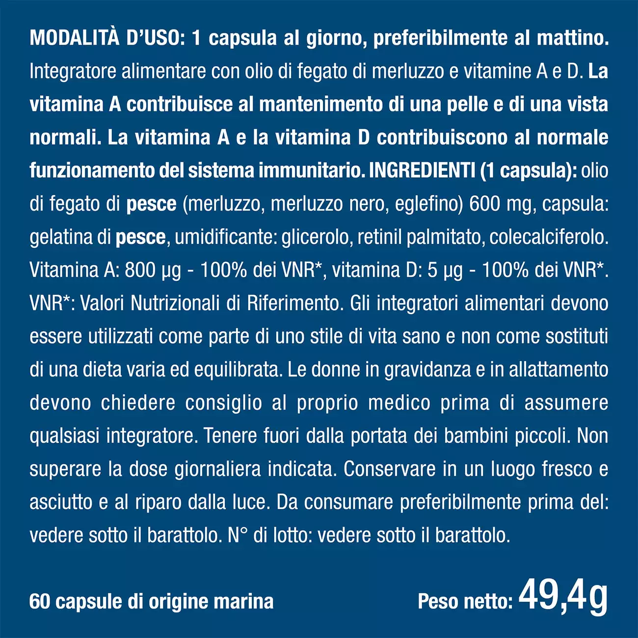 Benefici e controindicazioni di Olio di Fegato di Merluzzo