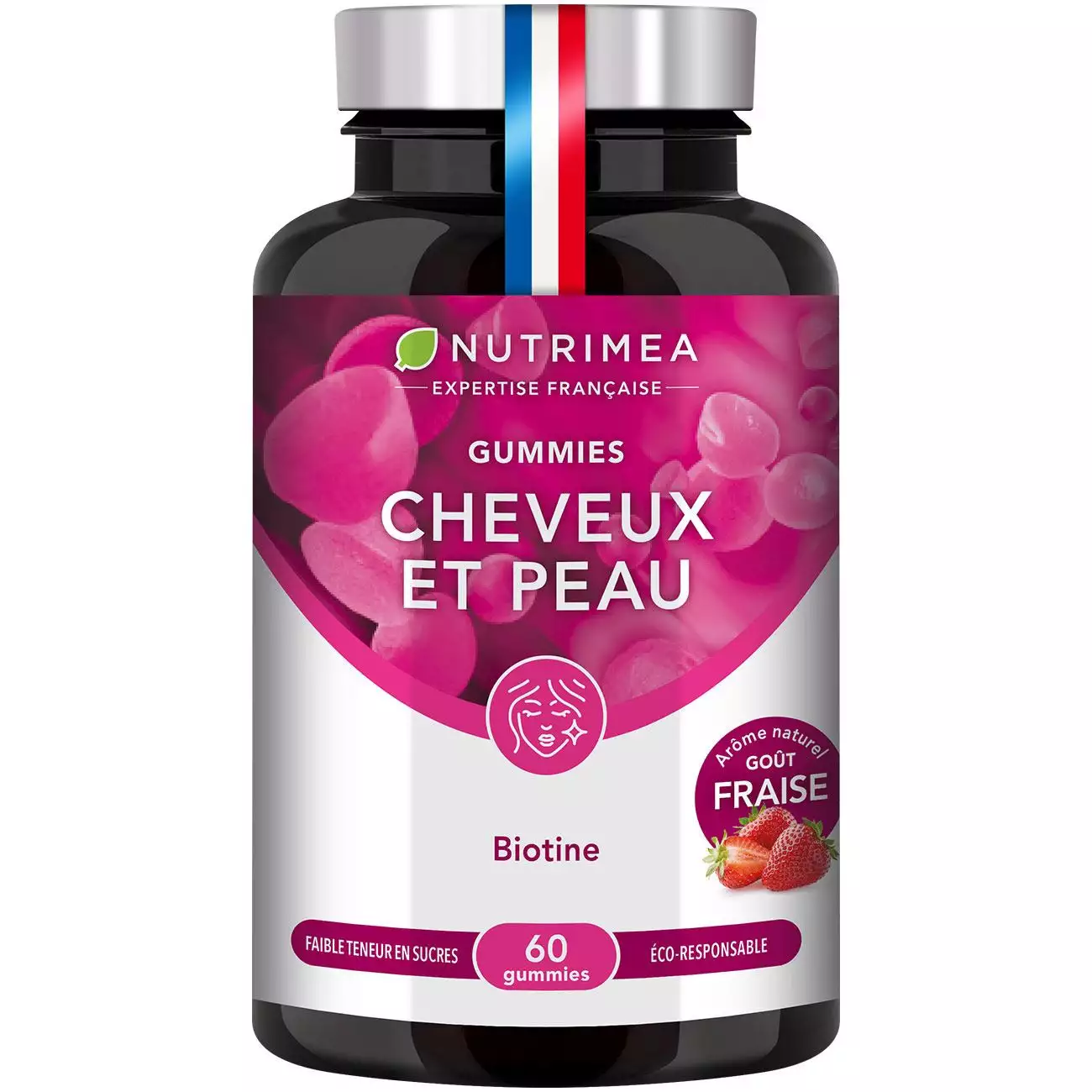 Fond blanc du pilulier de Gummies cheveux