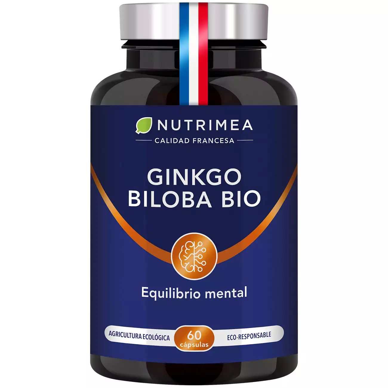 Fondo blanco del bote Ginkgo Biloba Bio