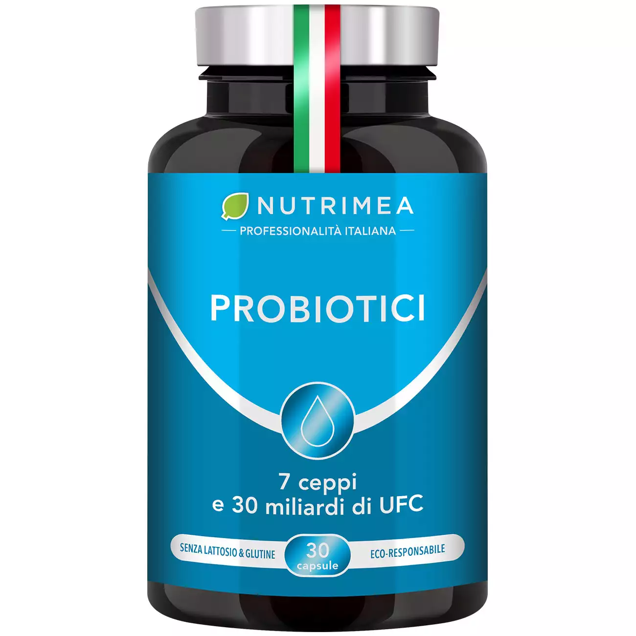 Sfondo bianco del portapillole Probiotici - 30 miliardi di UFC