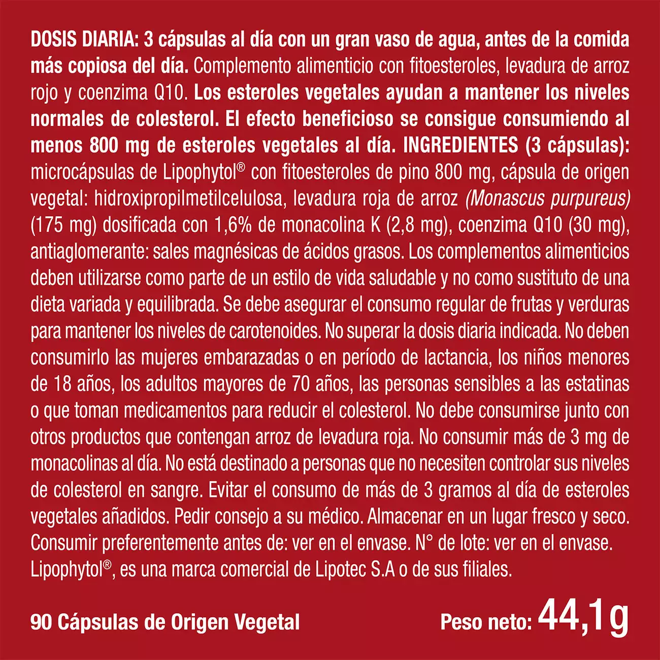 Beneficios y contraindicaciones de Levadura de Arroz Rojo Premium