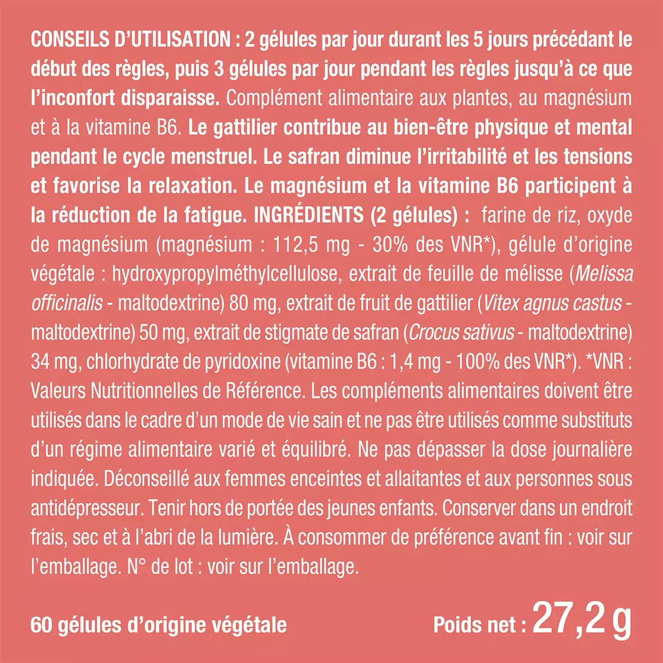 Bienfaits et contre indications pour Confort prémenstruel