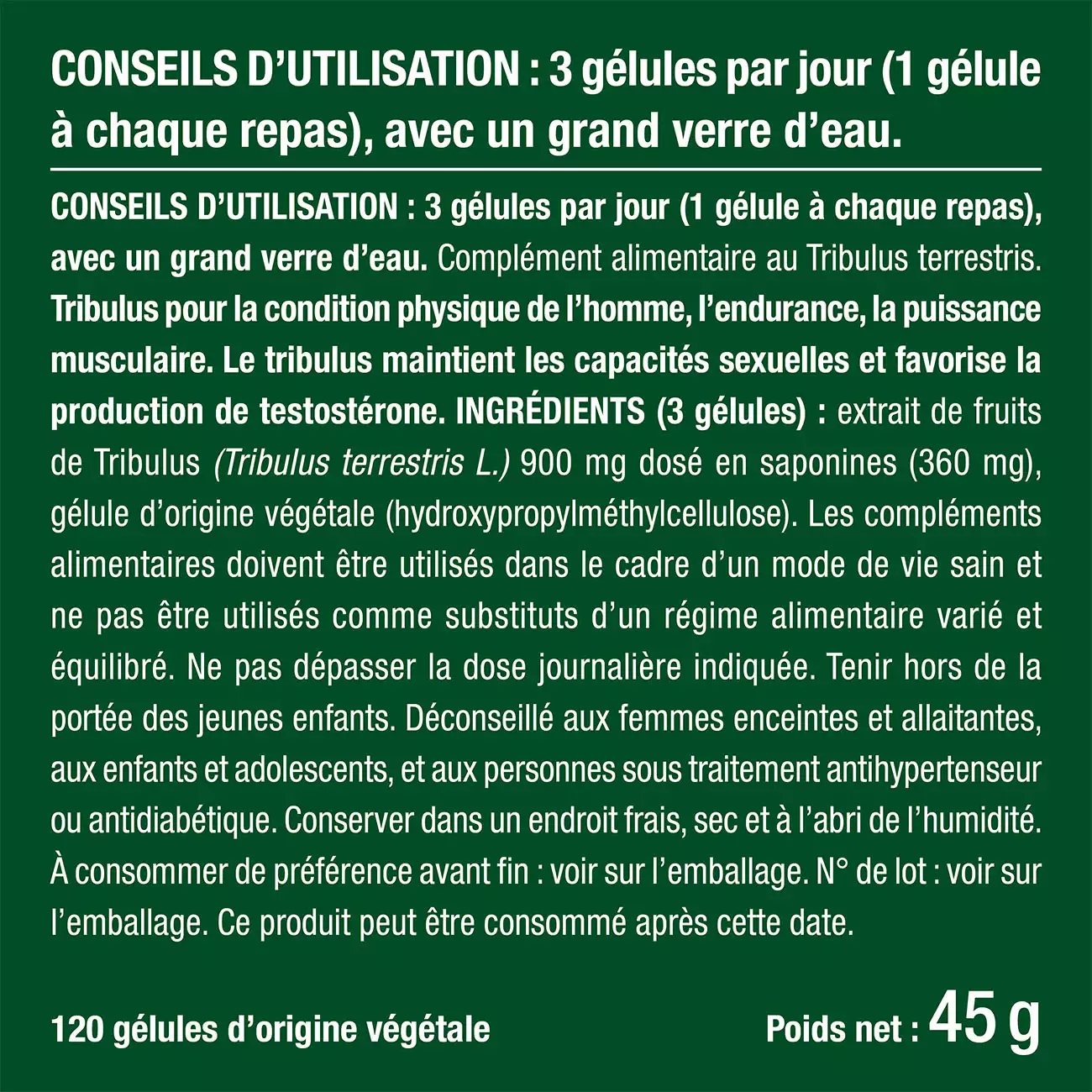 Tribulus Terrestris Dosage Prix Booster Testosterone